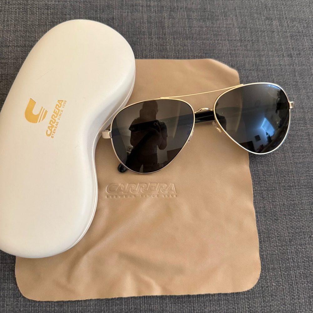 Carrera Black and Gold Aviator Sunglasses